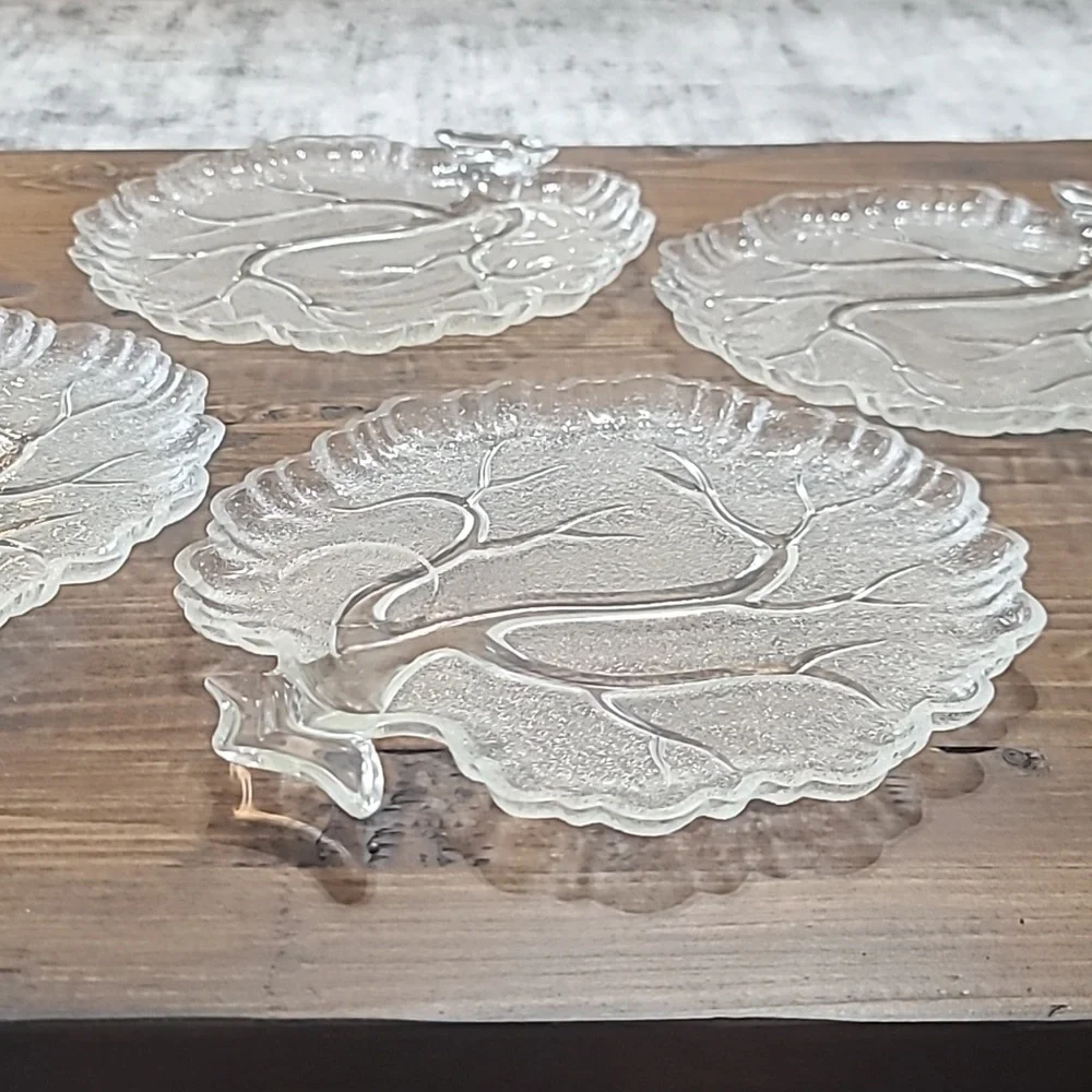 Vintage Hazel Atlas Tree Of Life Snack Tray Plate Only Set Of 4 - Picture 3 of 6